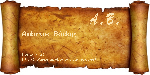 Ambrus Bódog névjegykártya
